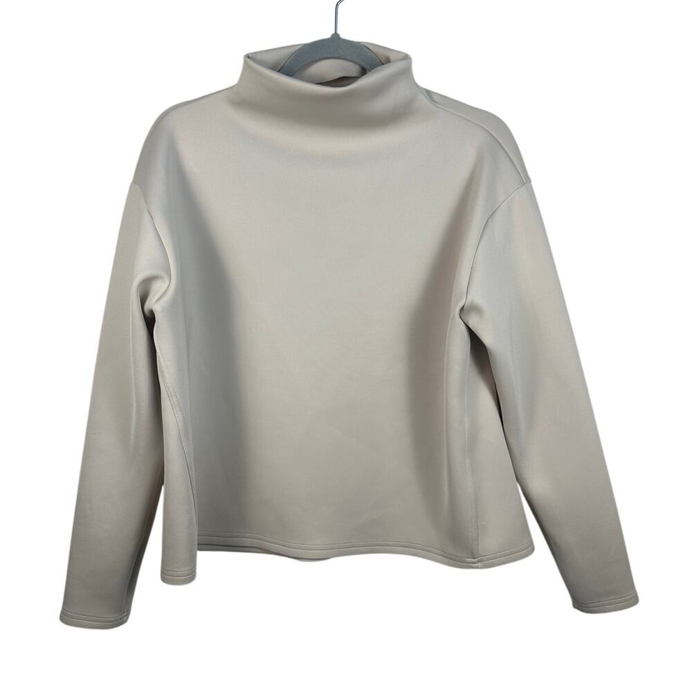 Aday Like A Boss Mock Neck Pullover Sweatshirt Cream Women's Size Medium
